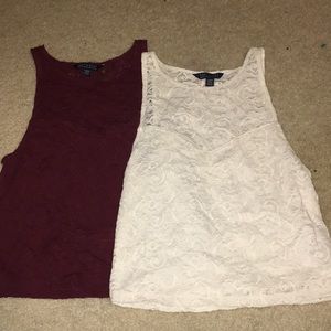 2 for 1 American Eagle crop lace tanks